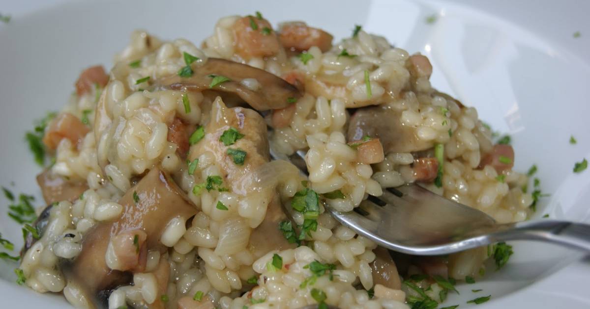 Risotto de bacon y setas Cocina y recetas fáciles