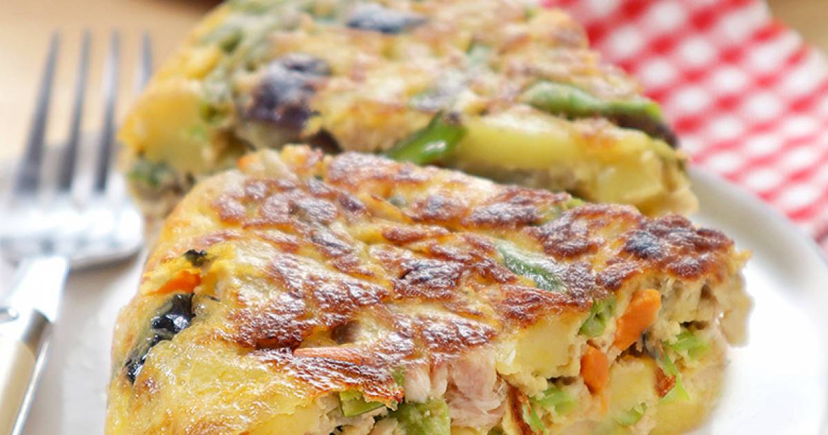 Tortilla de patatas, atún y verdura Cocina y recetas fáciles