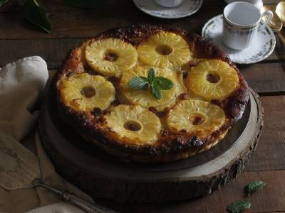 Tarta pudin con piña