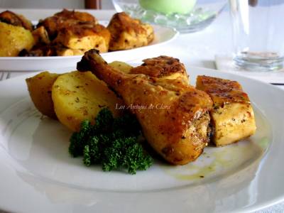 Pollo al horno con hierbas provenzales