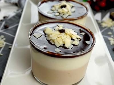 Panacotta de café,chocolate blanco y nutella 