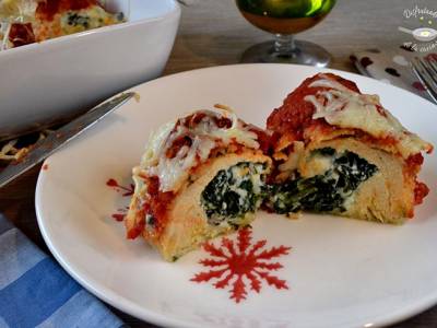 Pechugas de pollo rellenas de espinacas y ricotta